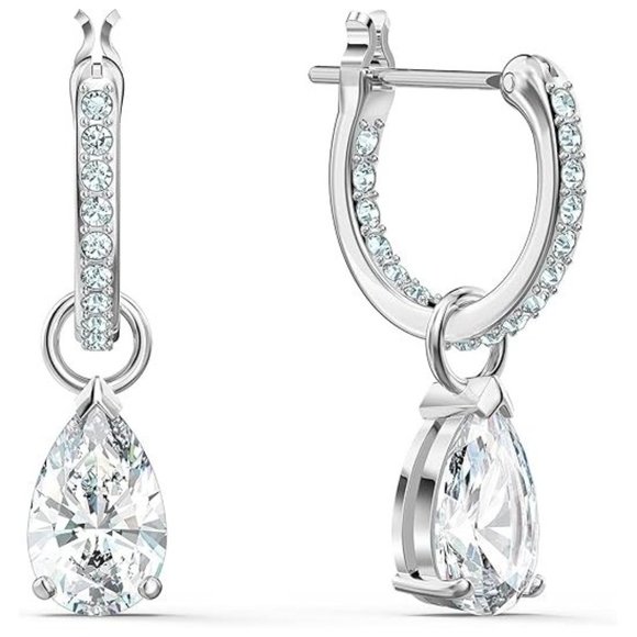 NWT Sparkling Bling Swarovski Crystal Rhinestone Hoop Pierced Earrings +… - Picture 5 of 7